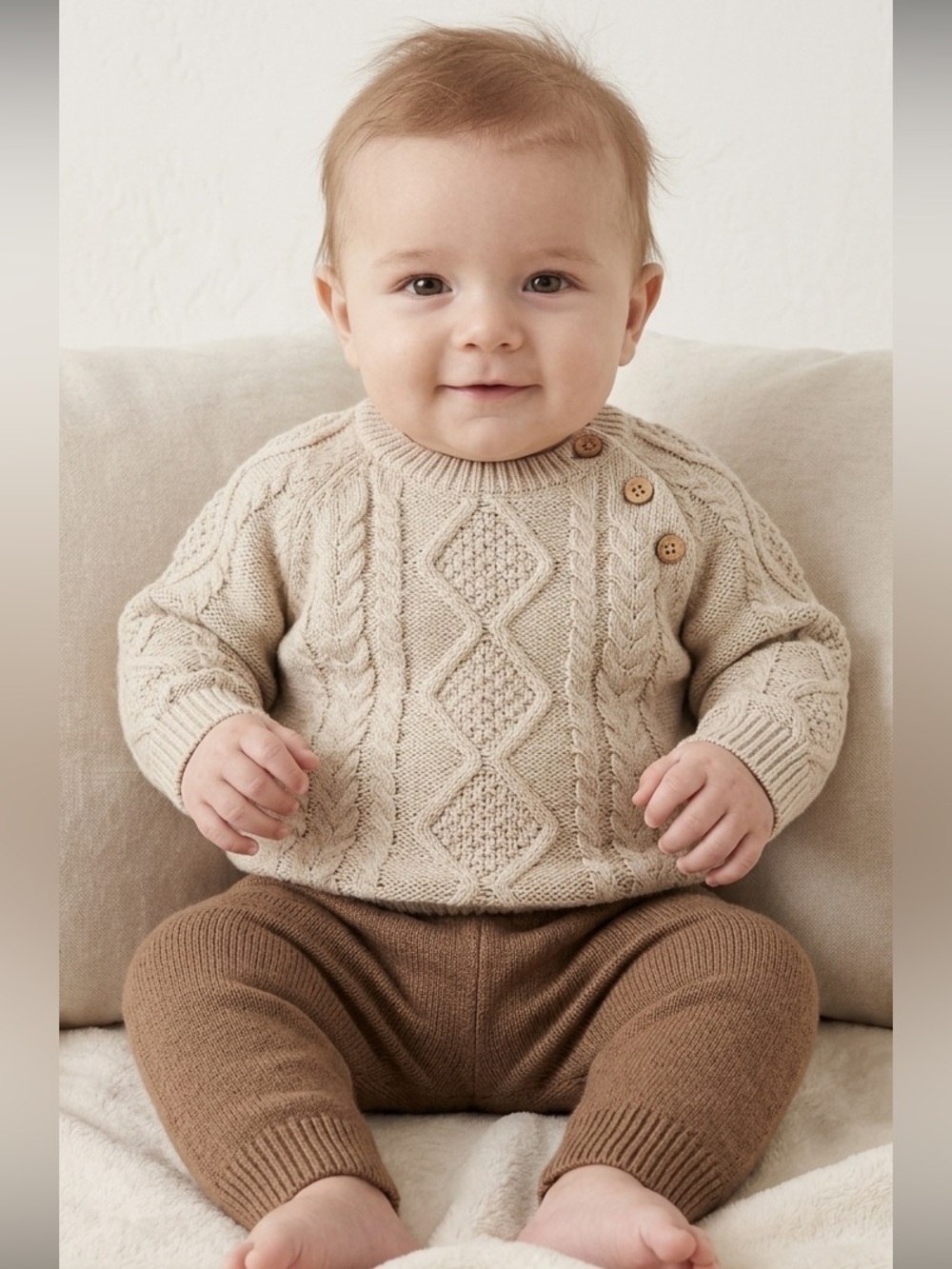 Kids' Cable Knit Sweater - Light Brown